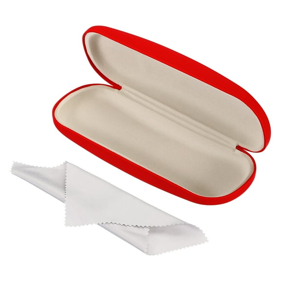 Uxcell Glasses Case, PU Leather Hard Shell Portable Protective Eyeglass Protector with Cleaning Cloth, Red