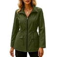 thumbnail image 2 of Xdegoge Womens Utility Anorak Jacket Zip Up Lightweight Coat Drawstring Waist Safari Outerwear with Flap Pockets for Hiking Casual Spring, 2 of 6
