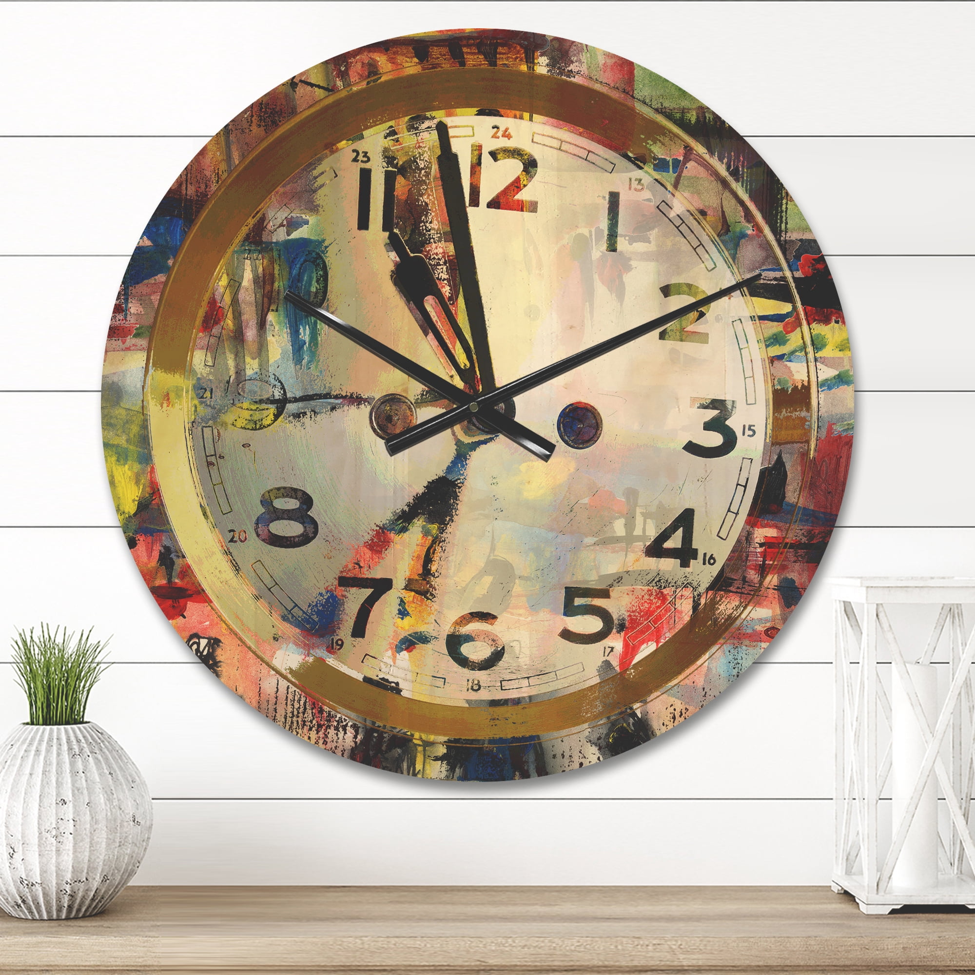 Designart 'Time and People Acrylic' Modern Wood Wall Clock