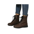 thumbnail image 3 of Frontwalk Womens Booties Side Zip Ankle Boots Lace Up Combat Boot Walking Non Slip Shoes Women Casual Dark Brown 5.5, 3 of 7
