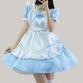 thumbnail image 1 of Disfraz de sirvienta encantadora para mujer, vestido, ropa, delantal con lazo, cuello de manga corta y encaje, juego de rol para mujer, 1 of 6