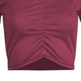 thumbnail image 3 of YHAJDS Short Sleeve Tops for Women Plain Tshirts Round Neck Solid Color Cropped Tee with Ruffle Detail Casual Top, 3 of 3