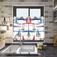thumbnail image 4 of Yayeee Kitchen Curtains Tier Pair Light Filtering 27"x36" Rod Pocket Short Cafe Window Panel, Hand Drawn Sailboats, 4 of 7
