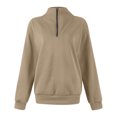 thumbnail image 4 of YUGYXL Women's Quarter Zip Pullover Fleece Fall Oversized Sweatshirts Long Sleeve Casual Lapel Pullover Sweater Winter Clothes Khaki S, 4 of 7