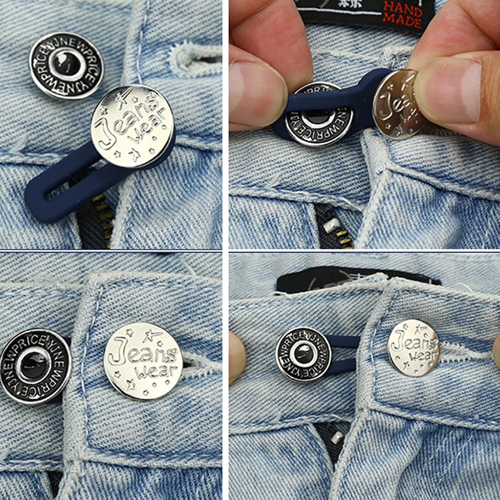 Spring Button with Engraved Jeans Design 5-pack Button Waistband Extender 