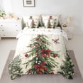 thumbnail image 2 of Feelyou Retro Christmas Tree Twin Bedding Sets 7-Piece, Red Princess Bowknot Bedding Comforter Set, Winter Plant Pine Reversible Sheet Sets, Luxury Bedroom Decor, 2 of 7
