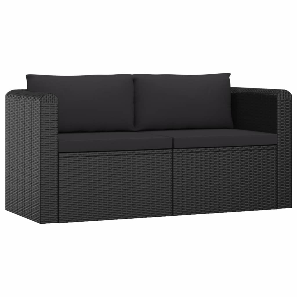 Kepooman Outdoor Sofa Set, Garden Rattan Sofa Set for Two-Person with Two Cushions and Two Pillows, Set of 2 Kepooman Outdoor Sofa Set, Garden Rattan Sofa Set for Two-Person with Two Cushions and Two Pillows, Set of 2