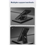 Wallet Case for Samsung Galaxy S25 Ultra with Camera Cover & Kickstand, Sliding Lens Protection Card Holder Slot 360°Rotate Ring Hybrid Rugged Bumper Cover for Samsung S25 Ultra, Black