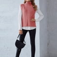 thumbnail image 4 of NAMTYQX Womens Sweater Vest Turtleneck Sleeveless Jersey Warm Cute Womens Pullover Sweaters Coloured Pink Size S, 4 of 5