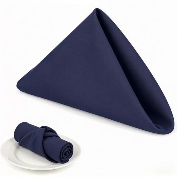 Siloon Cloth Napkins Set of 12, 17"x17" Reusable Polyester Dinner Napkins for Dinner, Events, Weddings, Navy Blue