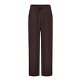 thumbnail image 4 of YDLCAFD Women's Solid Color Casual Pants With Drawstring Waist And Pleated Linen Blend Trousers, 4 of 6