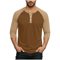 Dovford Mens Casual Slim Fit T-Shirts Henley Shirts Raglan Long Sleeve Jersey Baseball T Shirts Fall Crewneck Color Block Shirt