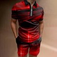 thumbnail image 2 of Vedolay Shorts Tracksuit Mens Short Sets 2 Piece 2023 Summer Short Sleeve Zipper Polo Shirt and Shorts Sets,Red L, 2 of 3