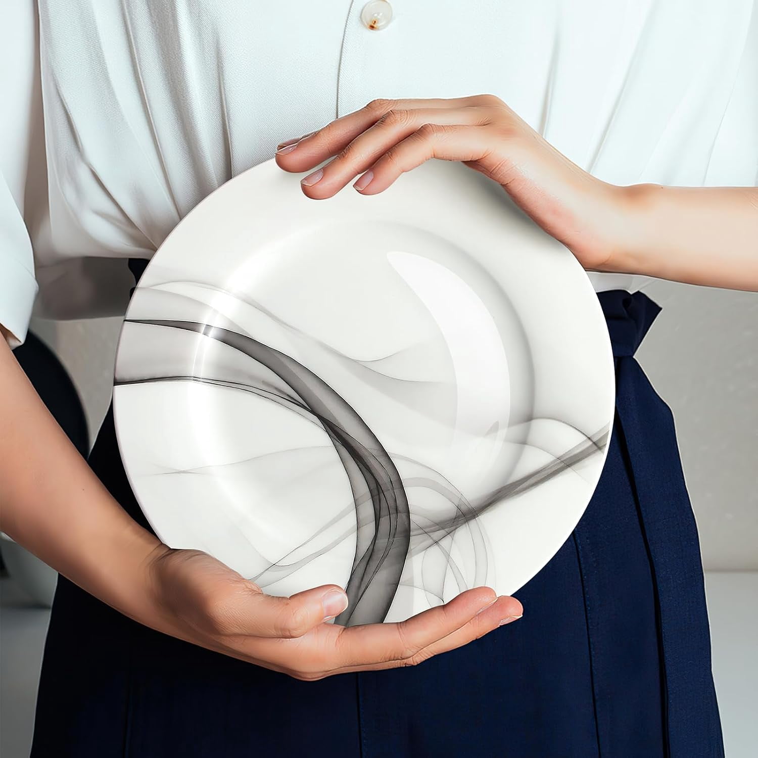 6.5 Inch Porcelain Plate Set of 6, White Dessert Plates Ceramic Salad Appetizer Plates for Christmas party, Ceramic Plates for Dinner