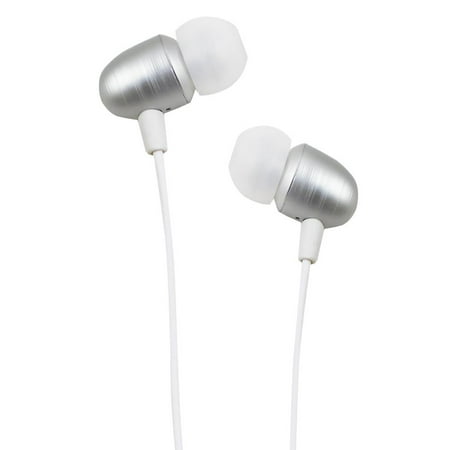 Heavy Bass 3.5mm Stereo Earbuds/ Headset/ Earphones for Motorola Moto G6, G6 Play,G6 Plus,E5, E5 Play,E5 Plus (Silver/ White) - w/ Mic + MND