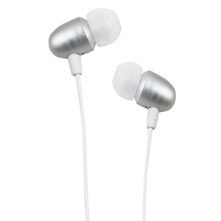 Heavy Bass 3.5mm Stereo Earbuds/ Headset/ Earphones for Motorola Moto G6, G6 Play,G6 Plus,E5, E5 Play,E5 Plus (Silver/ White) - w/ Mic + MND (Best Bass Heavy Earbuds)