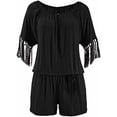 thumbnail image 2 of Women's Strapless Off Shoulder Printed Beachwear Short Rompers Jumpsuits, 2 of 3