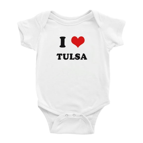 I Heart Tulsa Love Funny Baby Romper (White, 0-3 Months)