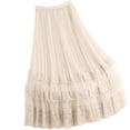 thumbnail image 5 of AUNVITO Women's High Waist Pleated Midi Skirt with Lace Applique A-Line Elegant Feminine Style, 5 of 6