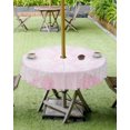 thumbnail image 3 of Aqua Boho Outdoor Tablecloth - 60 Inch Round Dining Table Cover, Vintage Floral Contemporary Art Waterproof Outdoor Table Cloth with Umbrella Hole & Zipper for Picnic/Patio/Party, 3 of 5