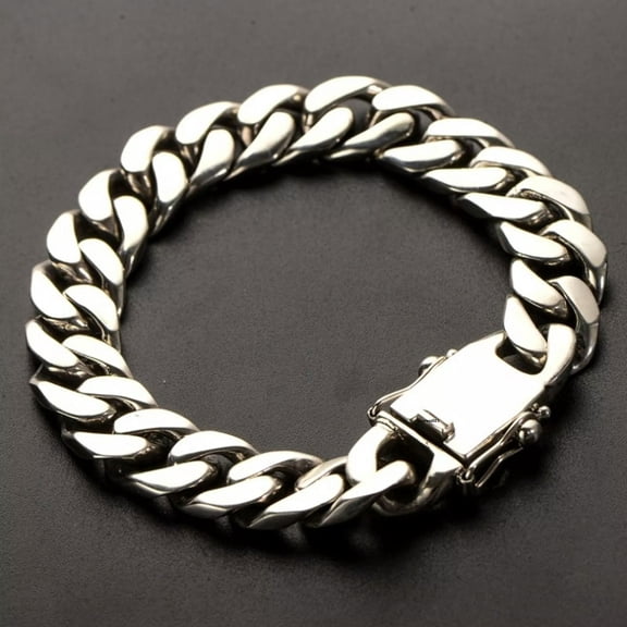 HOOUN Solid 925 Sterling Silver Chain Men 12mm Curb Cuban Link Bracelet 57g/7.8inch