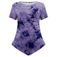 thumbnail image 6 of Cyber&Monday Deals USSUMA Womens Tops Casual Women Classic Summer Floral Print Short Sleeve Plus Tunics Irregular Hem Tunic Tops Flowy Blouses Shirt Ladies Tops Trendy, 6 of 7