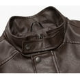 thumbnail image 4 of dzxyzu Men's Casual Faux Leather Jacket Zip Up Long Sleeve Stand Collar Bomber Outerwear Fashion Sherpa Jacket Aviator PU Work Clothes Coat with Pockets 2024 Winter Saving, 4 of 8