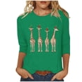 thumbnail image 2 of LEKWK Holiday Clothes for Women Xmas Crew Neck 3/4 Sleeve Tops Christmas Sparkly Tops for Women Trendy Cute Holiday Tops for Women, 2 of 5