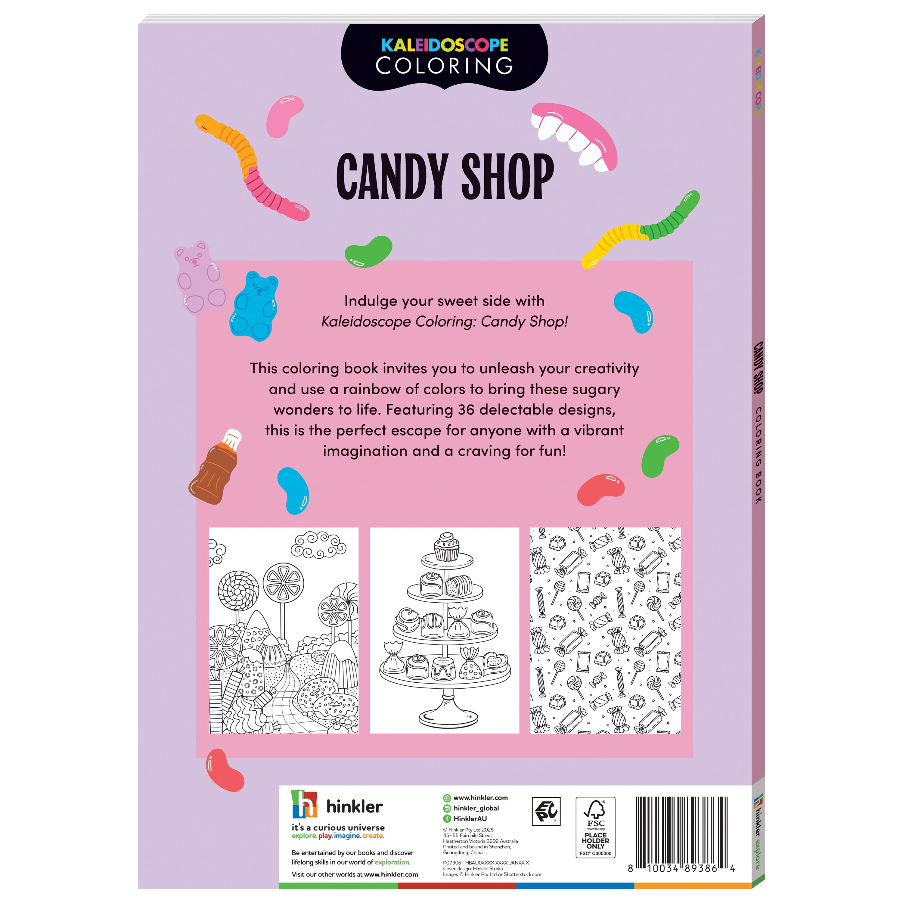 Hinkler Kaleidoscope Coloring Candy Shop Coloring Book Children for Ages 6 and up, 72 Pages