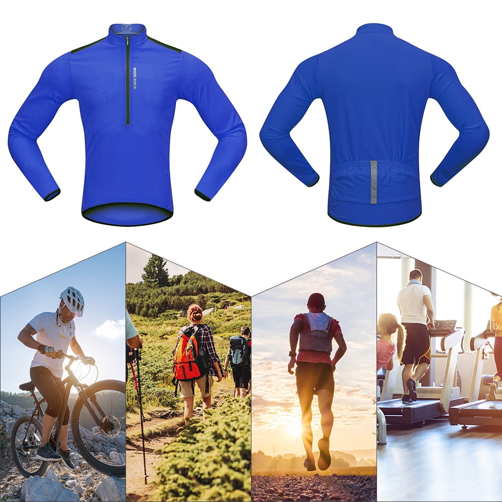Wosawe Men s Cycling Jersey Spring Autumn Half zip MTB Bike Riding Long Sleeve Shirt Clothing Walmart