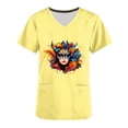 thumbnail image 5 of lcziwo Womens Mardi Gras Scrubs 2025 Spring Scrub Tops Carnival Funny Graphic Shirts Casual V Neck Medical Nursing Uniforms with Pockets Yellow XL Weekly Prime, 5 of 6