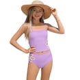 thumbnail image 2 of Girls Tankini Swimsuit 2 Piece Adjustable Strap Cut Out Bikini Sets for Girls Purple 120, 2 of 3