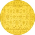 thumbnail image 1 of Ahgly Company Machine Washable Indoor Round Oriental Yellow Traditional Area Rugs, 8' Round, 1 of 4