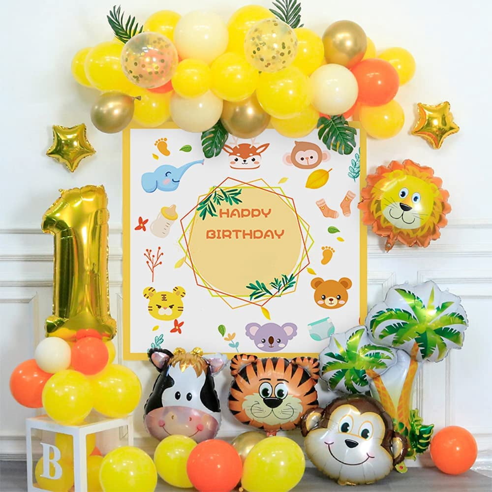 STONCEL 10PCS Animal Balloons, 25Inch Giant Zoo Animal Balloons Kit, Jungle Safari Animals Theme Birthday Party Decorations for Kids Gift Baby Shower Party Supplies