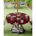 thumbnail image 3 of Blue Black Christmas Outdoor Tablecloth - 54x54 Inch Square Dining Table Cover, Xmas Snowflake Winter Waterproof Outdoor Table Cloth with Umbrella Hole & Zipper for Picnic/Patio/Party, 3 of 5