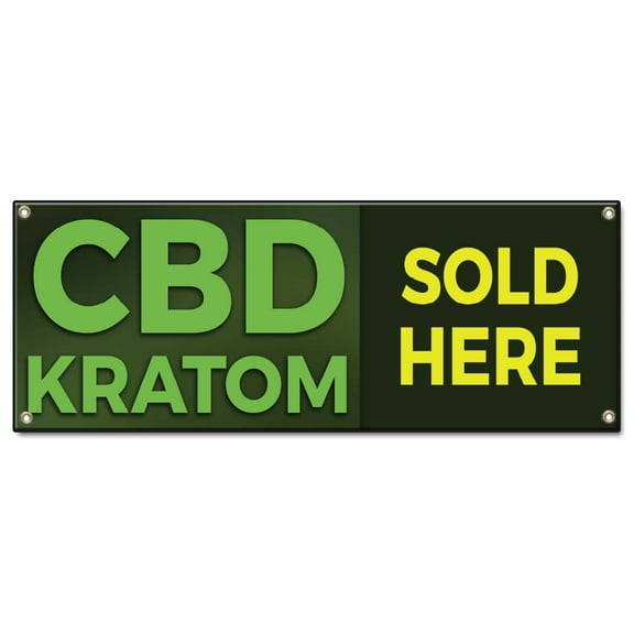 CBD Kratom Sold Here | 48" X 120" Banner | Heavy Duty 13oz. Outdoor Vinyl Single Sided With Grommets | Made in The USA
