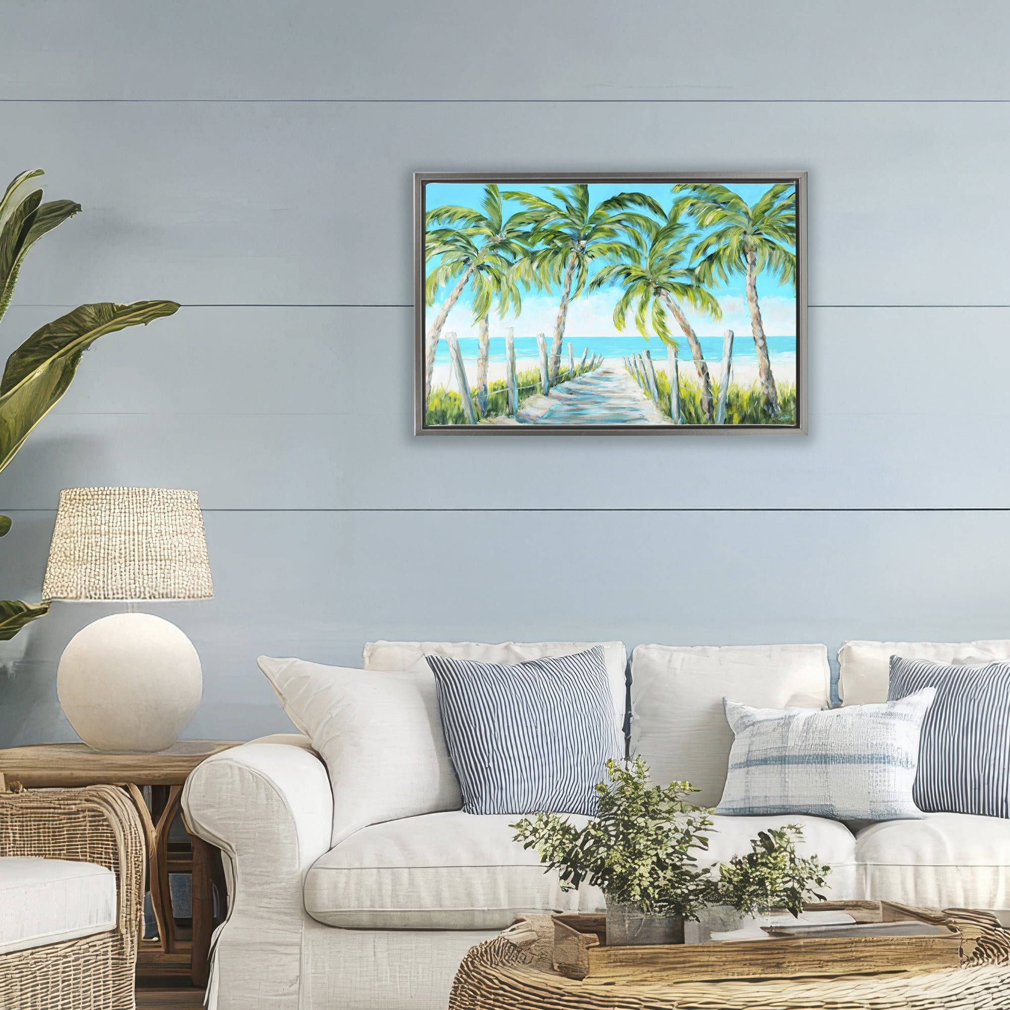 Stupell Industries The Path To Paradise Gray Framed Floater Canvas Wall Art, design by Julie DeRice