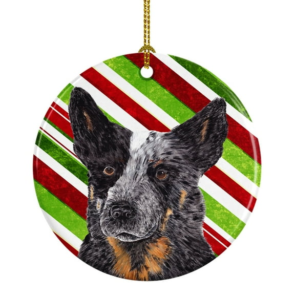 Australian Cattle Dog Candy Cane Holiday Christmas Ceramic Ornament SC9356
