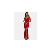 XSCAPE Womens Red Short Sleeve Full-Length Body Con Formal Dress Size: 10