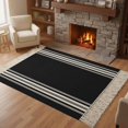 thumbnail image 3 of Black Striped Washable Area Rug 3'x5', Farmhouse Black White Stripes Woven Cotton Tassels Kitchen Rugs, Non Slip Indoor Door Mat Throw Carpet for Entryway Living Room Nursery Laundry Room, 3 of 9