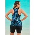 thumbnail image 2 of Swim 365 Women's Plus Size Longer-Length High-Neck Racerback Tankini Top, 2 of 6