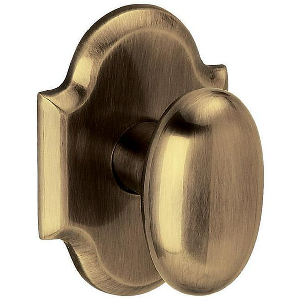 Baldwin 5024050MR Oval Estate Door Knobs without Rosettes, Satin Brass
