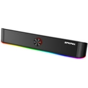 SPKPAL PC Soundbar Speakers,10W Wired Computer Gaming Speakers Sound Bar with Surround Stereo Audio Colorful RGB Light