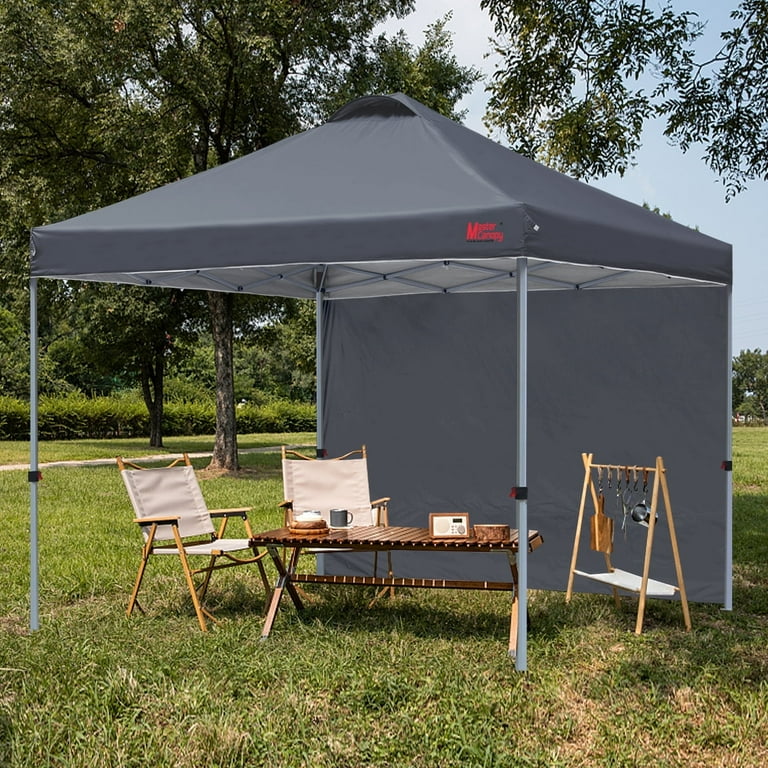 MASTERCANOPY 8 x 8 Easy Pop up Canopy Tent Outdoor Shade Shelter with 1 Sidewall Gray