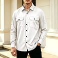 thumbnail image 4 of Lmnyox Men's Cargo Shirts Classic Button Up Long Sleeve Collared Tops Casual Solid Color Shirts with Pockets, 4 of 5