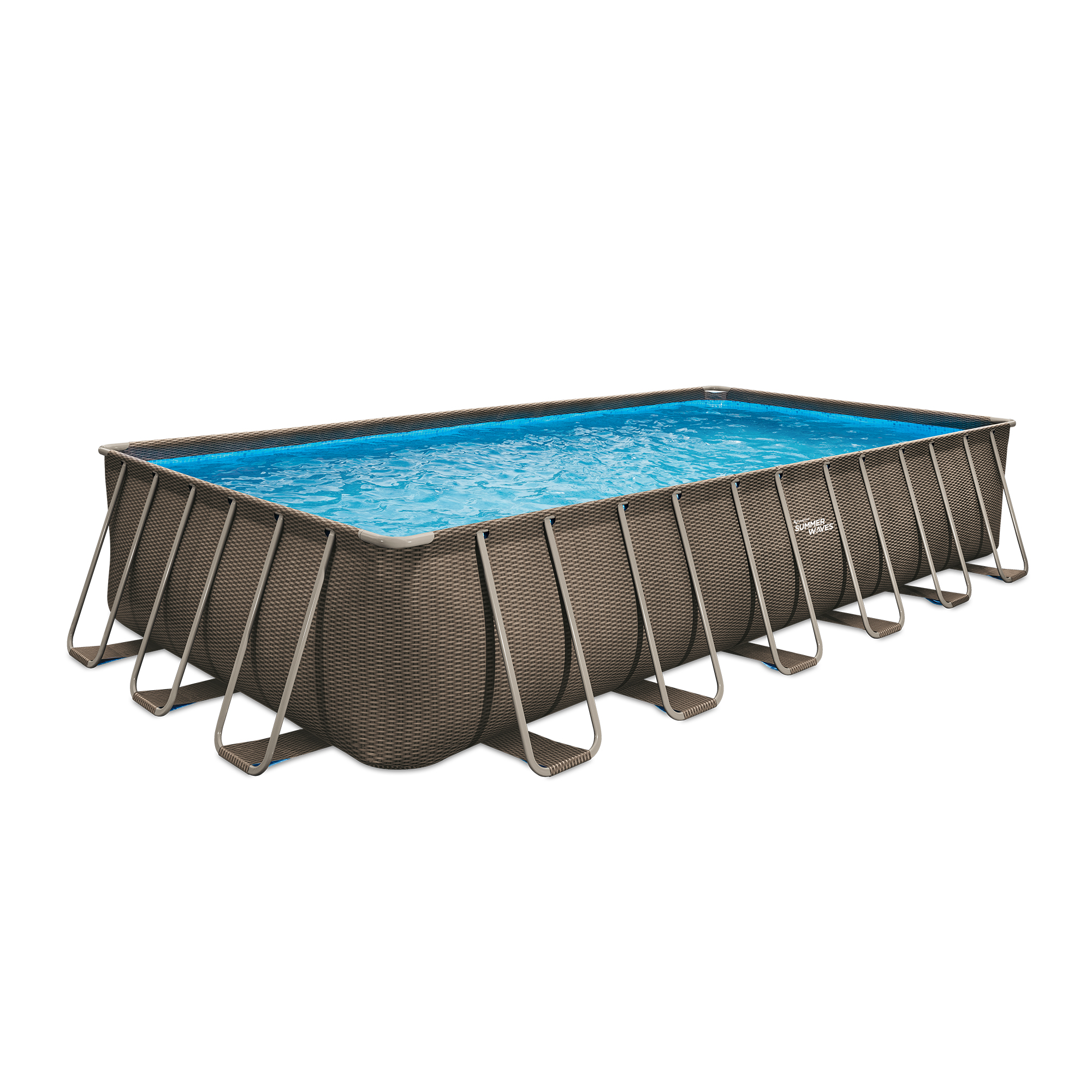 Summer Waves 24 ft Dark Double Rattan Print Elite Rectangular Frame Pool – 944345642