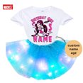thumbnail image 4 of Conjunto de tutú y vestido para cumpleaños de niñas, traje de fiesta de cumpleaños de Monster High Boll, vestido ligero para fiesta de niñas, falda de 5 años, manga larga, 4 of 5