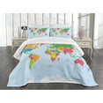 thumbnail image 3 of Ambesonne Map Quilted Bedspread Set 2 Pcs, Colorful Political World, Twin Size, Multicolor, 3 of 5