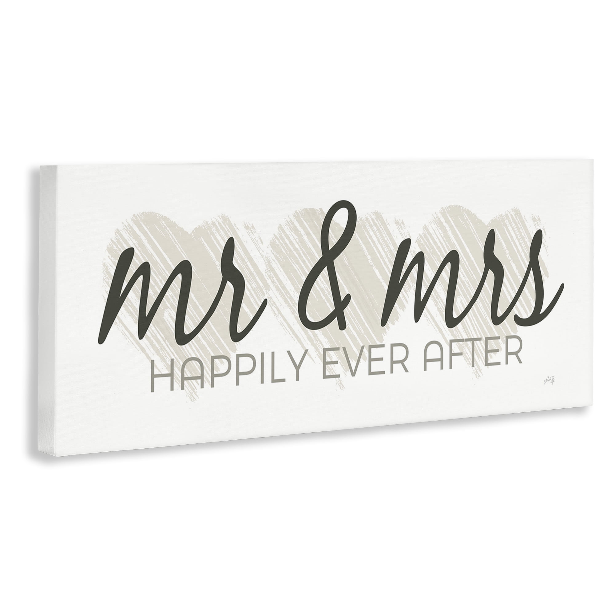 Stupell Industries Romantic Mr & Mrs Typography Painting Gallery Wrapped Canvas Art Print Wall Art, 30 x 13