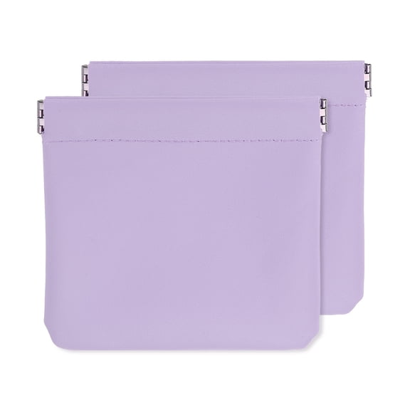 2Pcak Coin Purse for Women, Leather Small Organizer Pouch, Portable Mini Storage Makeup Bag for Purse, Purple (5"x5")